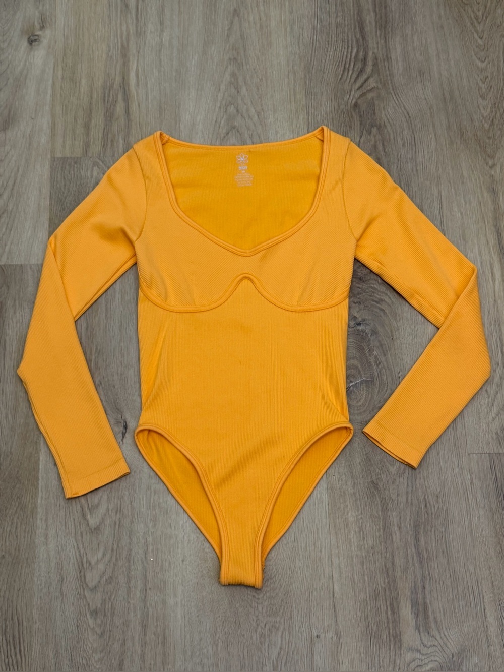 Aura Vibrant Orange Long Sleeve Ribbed Bodysuit